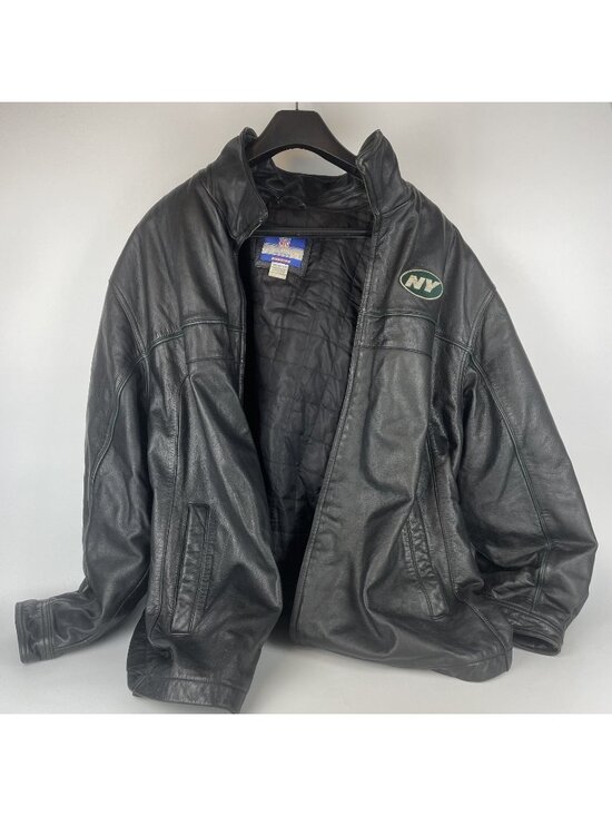 Reebok Other - Vintage 90s New York Jets Reebok NFL Leather Bomber Jacket – Men’s 2XL Black